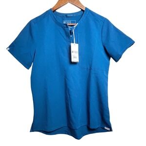 FIGS W Marsh Teal Blue Scrub Top XS Short Sleeve Medical Uniform‎ Workwear New